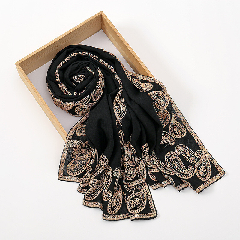 Arab Women Headscarf Hijab Muslim Embroidery Scarf Wrap Shawl