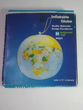 Vtg 12" Inflatable Globe - Earth Beach Ball ~ Small World Toys ~ NEW IN BOX 