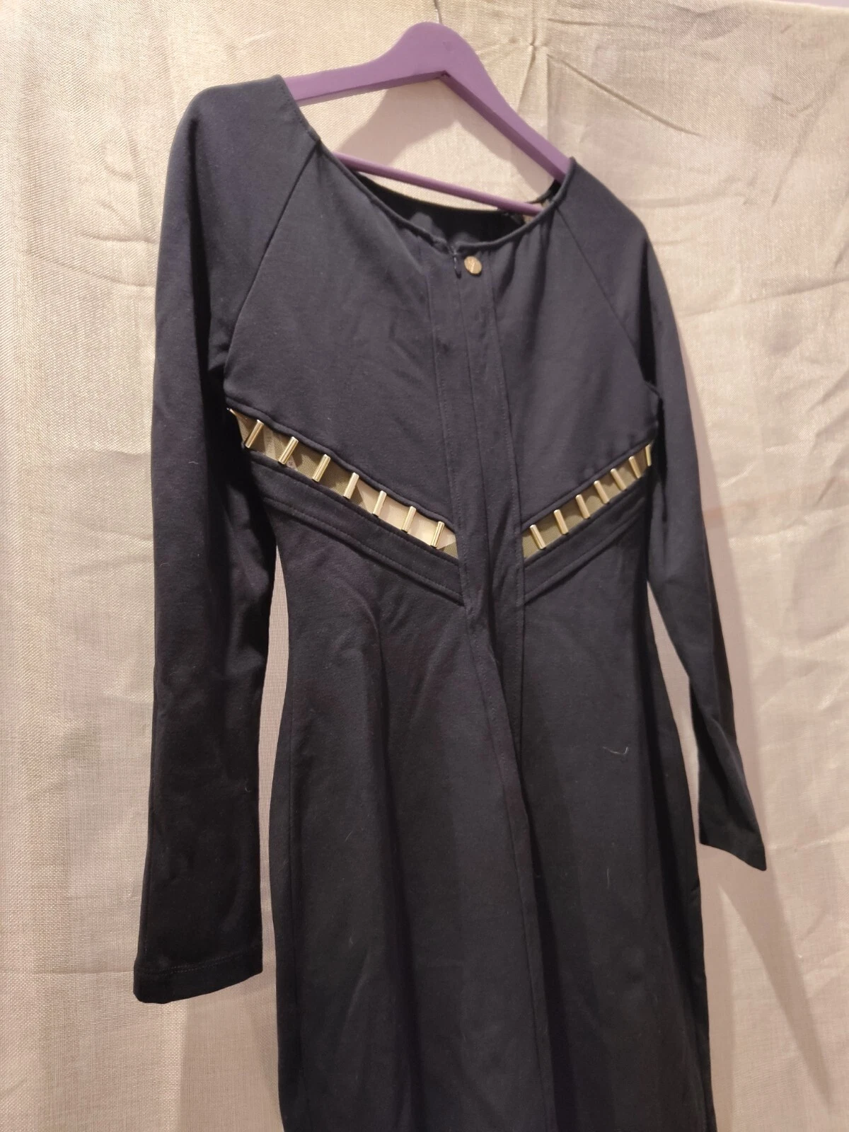 Abito Versace blu navy non indossato con etichette taglia EUR 44 autenticato