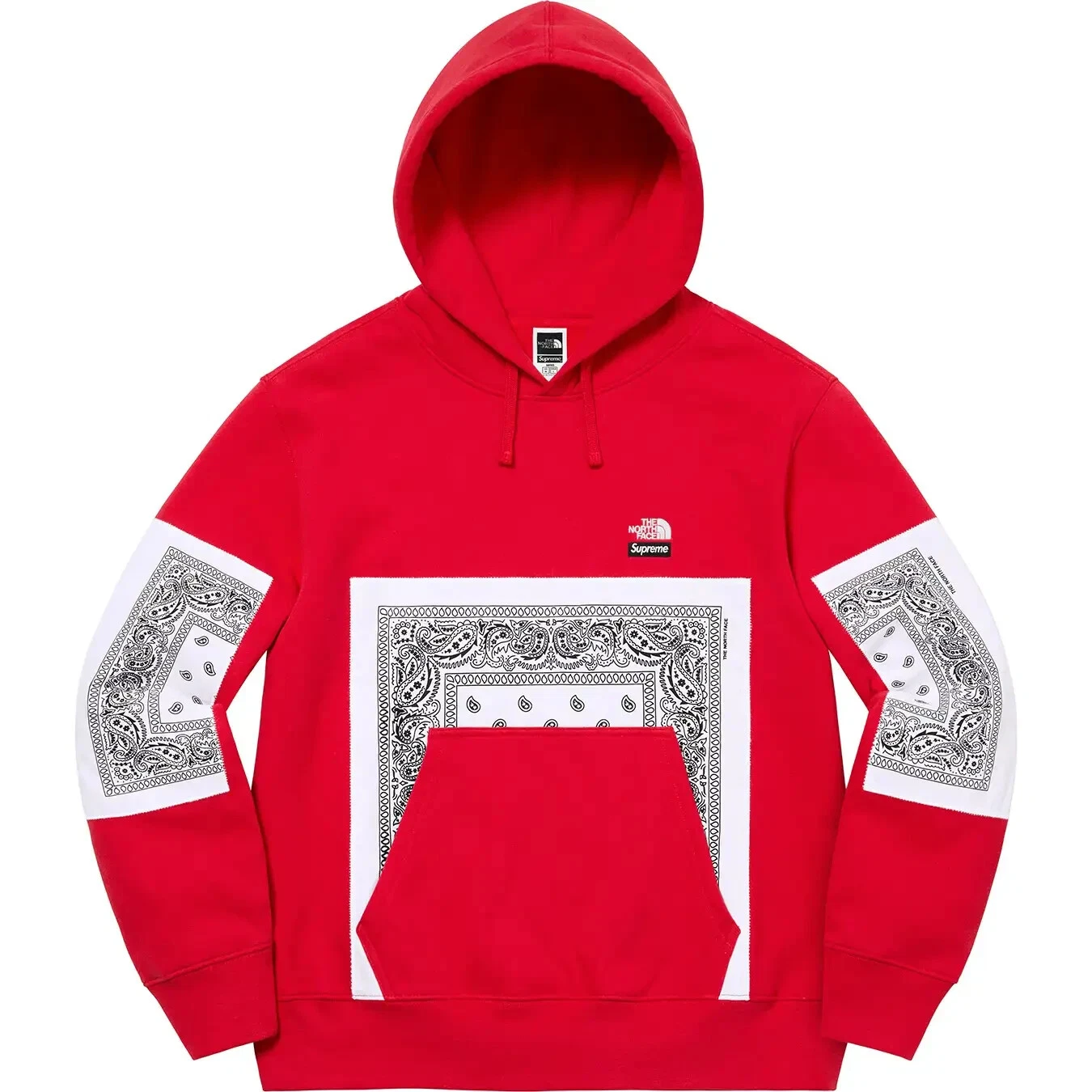 Supreme The North Face Bandana Hooded Sweatshirt Red Size US XL