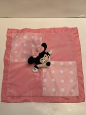 Disney Baby Pink Minnie Mouse Security Blanket Lovey Polka Dots Patchwork Plush