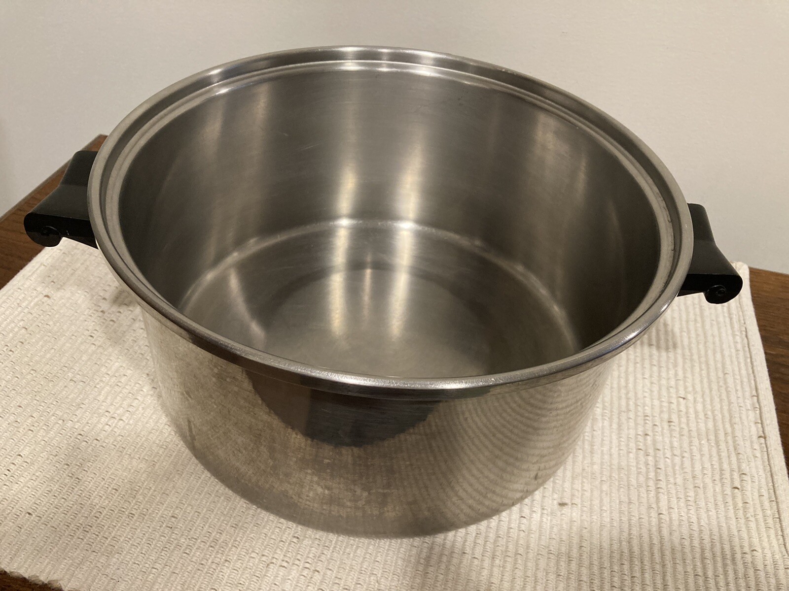 Vtg SALADMASTER 6QT Stock Pot Double Handle 18/8 Tri Clad Stainless