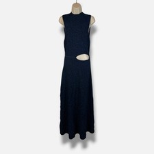 Lela Rose Women's Blue Metallic Jacquard Mock Neck Sleeveless Dress Size M