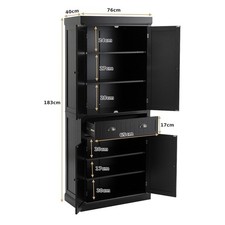 Wood Tall Storage Cabinet 2 Doors Display Organiser Free-Standing Pantry