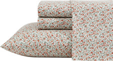 Laura Ashley - Queen Size Sheet Set, Crisp Cotton Percale Bedding with Matching