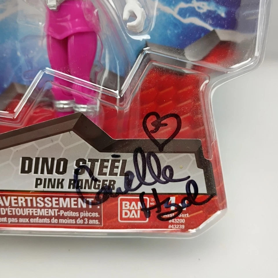 Figura de acción Dino Super Charge Dino Steel Pink Power Ranger firmada Foto 3 de 3