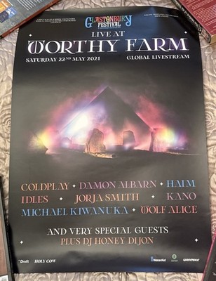 RARE Glastonbury Live At Worthy Farm Global Livestream 2021 Poster NEW FREE P&P