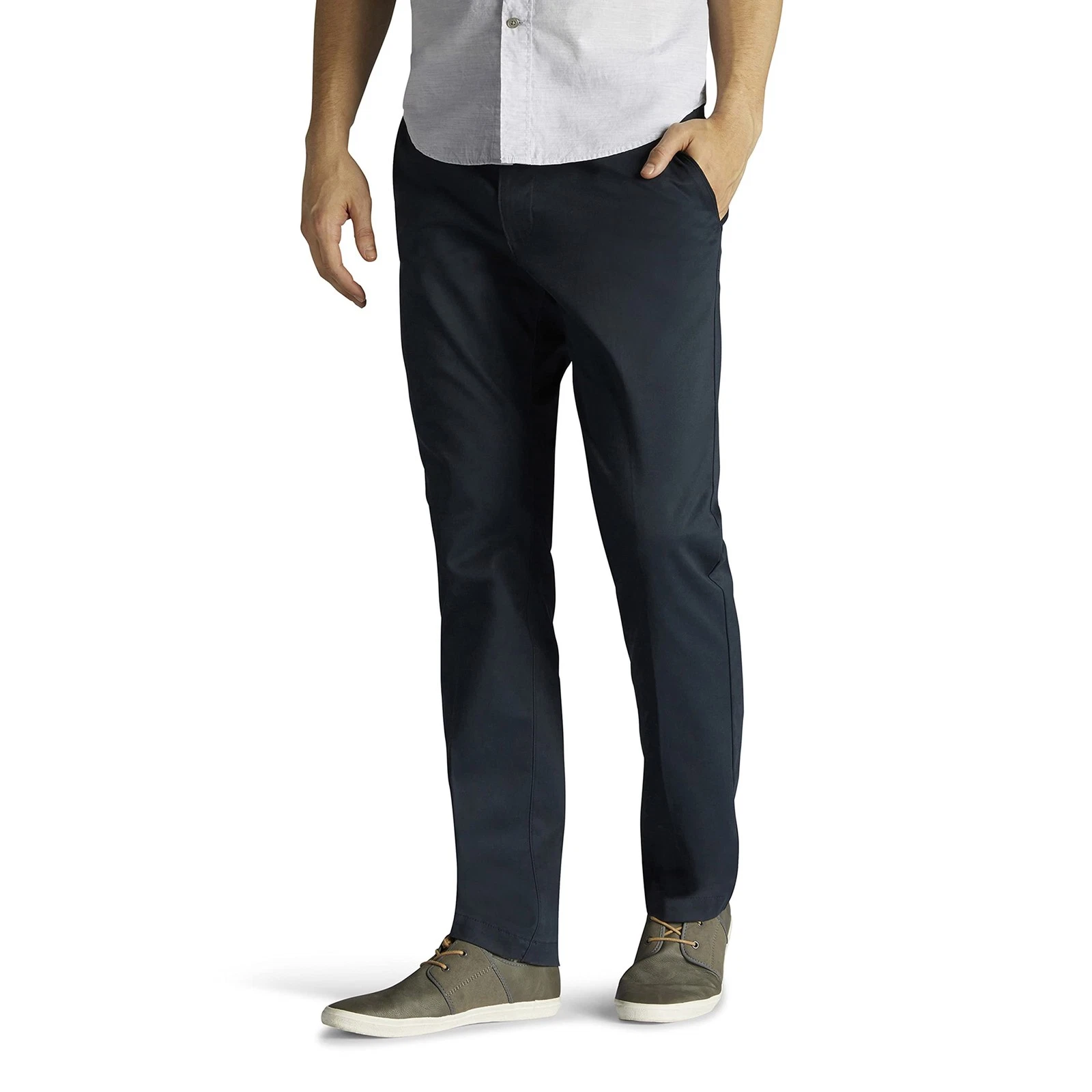 Lee Men's Extreme Motion Flat Front Slim Straight Pants Casual Bottoms