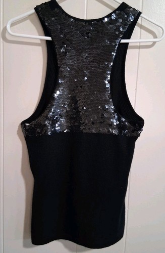 Michael Kors Cashmere Razor Back Tank With Sequin Details Front & Back - Picture 5 of 8