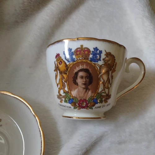 Vintage Queen Elizabeth II 1953 Coronation ADDERLEY Fine Bone China Cup & Saucer