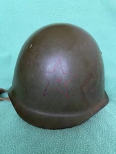 USSR Soviet Russian WW2 Red Army SSh-40 steel helmet with star, canvas liner.
