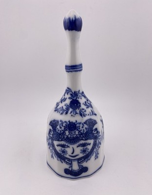 Vintage Delfts Style Blue & White Japan Seito Maiden Bell Hand Painted 5.5  Tall