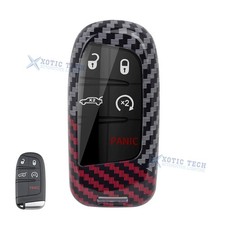 Gloss Blackred Carbon Fiber Finish Key Case Skin For Dodge Ram Durango Charger