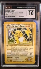 Lt. Surge's Raichu 11/132 Gym Challenge Holo CGC GEM MINT 10 on eBay