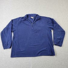 L.L. Bean 1/4 Zip Pullover Mens Large Blue Performance Fleece Pocket
