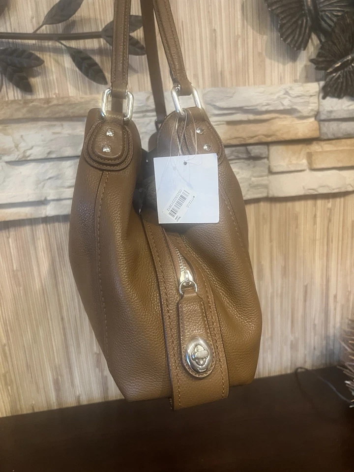 Nuevo Bolso COACH EDIE 31 Cuero Guijarro Sillín Marrón/PLATEADO HERRAJES 57125 Foto 3 de 4