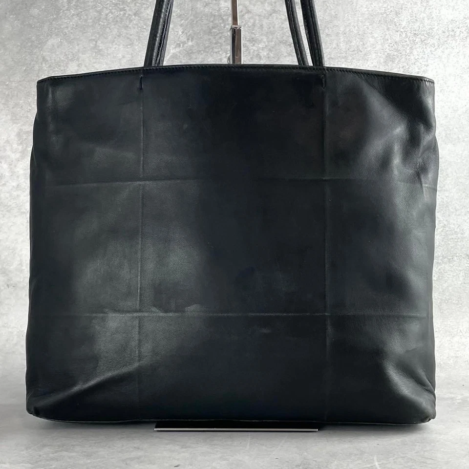 PRADA Tote Shoulder Bag Handbag Leather Black Unisex Used Authentic Italy - Image 3 of 4