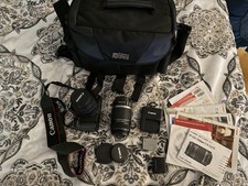 Canon Rebel T1i EOS Camera w/ EF-S 18-55mm  55-250mm Lenses  Carrying Bag