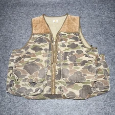 Carhartt Vintage Duck Camo Canvas Hunting Vest Game Bag Corduroy Old School Lrg