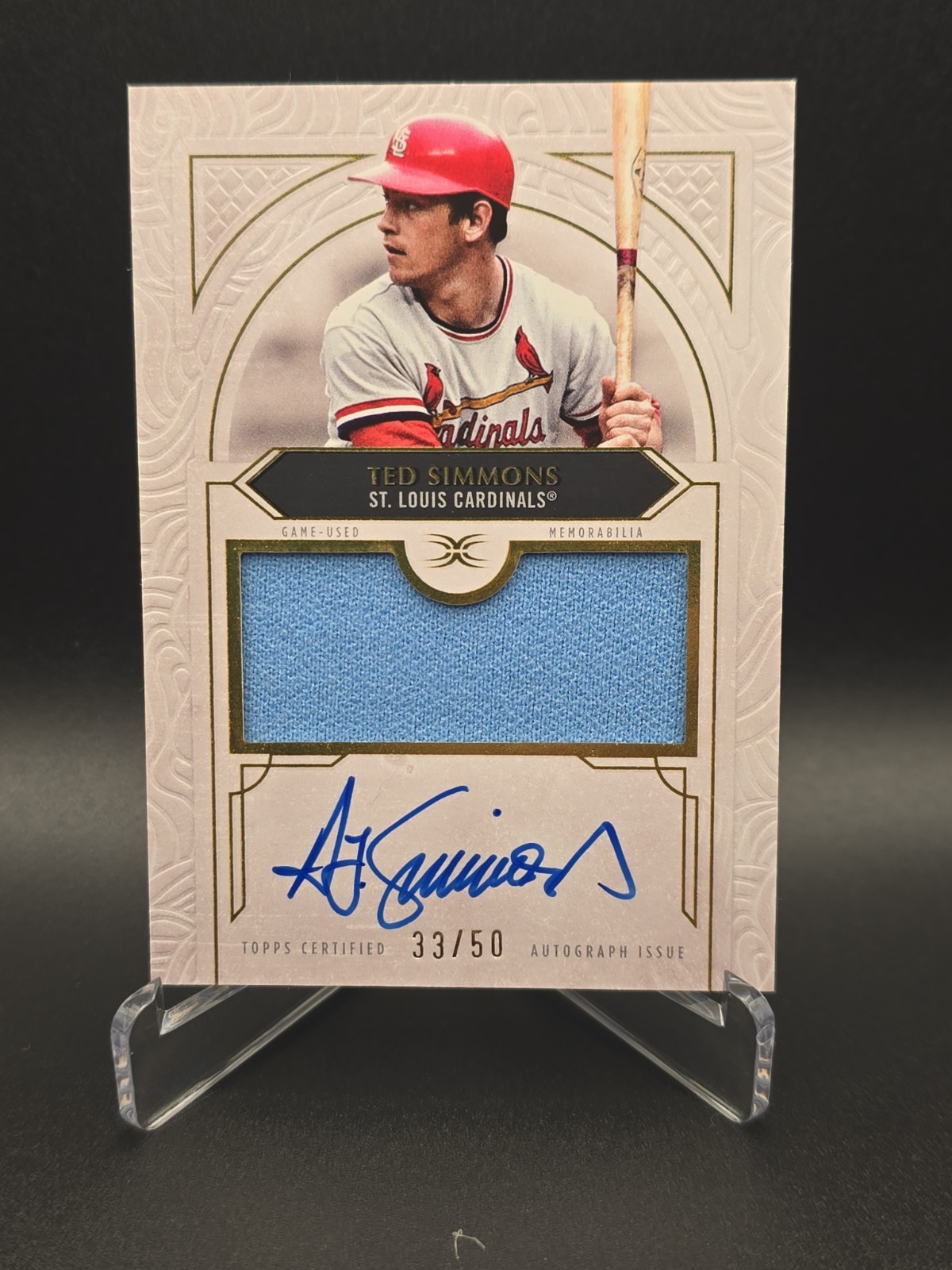 2025 Topps Definitive Baseball - Ted Simmons Game Used Relic On Card Auto /50 view 2