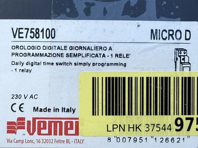 VEMER VE758100 Micro D – digital programmierbarer Timer mit Tagesprogrammierung