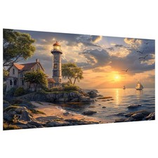 Large Diamond Art Kit for Adults, 5D Lighthouse Painting Kit, DIY Full Drill ...