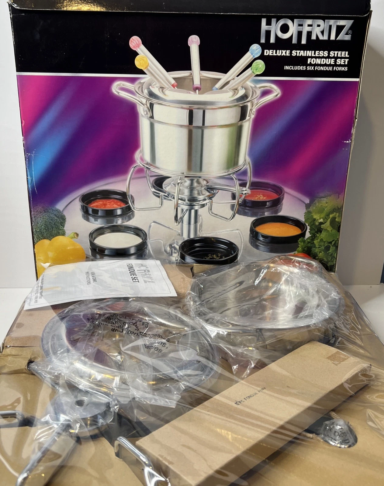 Hoffritz Deluxe Stainless Steel Fondue Set – 6 Forks – Open Box Sealed Inside
Opens in a new window