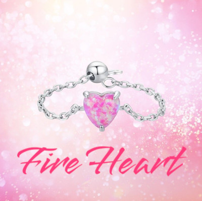 Lab created fire opal 925 solid sterling silver fully adjustable