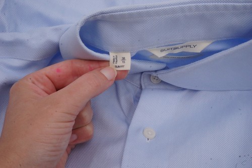 Hommes Suitsupply Chemise Voyageur Tissu Try Sur Royal Bleu Ciel Italien 38 15 - Photo 3 sur 7