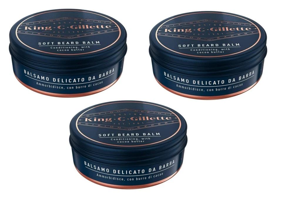 King C. Gillette Beard Balm Soft with Cocoa Butter 100ml, Pack of 3