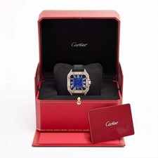 NEW 3.50TCW Natural Diamond Cartier Santos 40mm Pave Roman Blue Dial Men's Watch 2