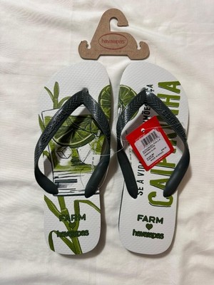 Havaianas x FARM Caipirinha Flip Flops   Green Olive   Size 9/10W 8M   Brand New