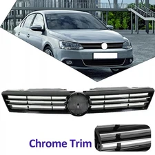 Grille Black Shell Grill W/chrome Trim Fit 2011 2012 2013 2014 Volkswagen Jetta