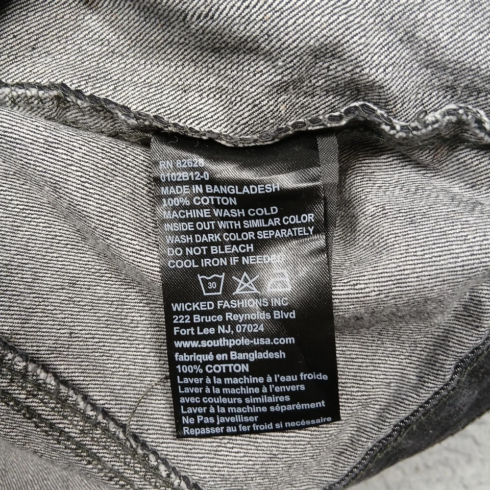 Southpole Vest Mens XL Black Gray Denim Jean Sleeveless Button Front Faded Wash - Image 4 of 4