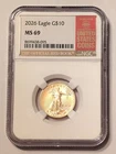2026 American Eagle 1/4 oz. Fine Gold $10 Coin! NGC Graded MS69 Uncirculated!