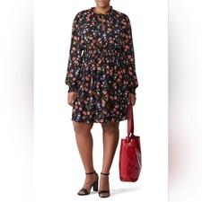 Kate Spade NY Airy Lightweight Floral V-Neck Meadow Smock Waist Dress Large