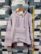 Mexican Baja Poncho Hoodie Size L Purple Lavender Fits 21x26 A63