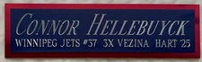 CONNOR HELLEBUYCK JETS NAMEPLATE FOR AUTOGRAPHED Signed STICK-PUCK-JERSEY-PHOTO