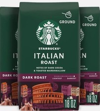 3/18 oz Bags Starbucks Ground Italian (Dark) Roast Coffee, Arabica -BB 25MAR2026