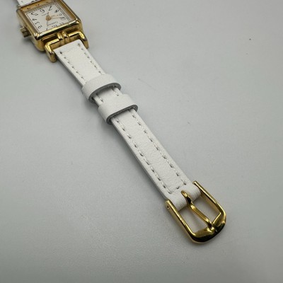 Carriage Watch Women Gold Tone Rectangle Case White Leather  display picture 1