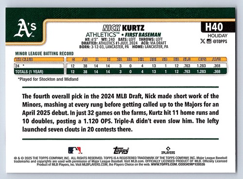 2025 Topps Holiday Base  # H 1 - H 200  - PICK YOUR CARDS - 第 74/318 張圖片