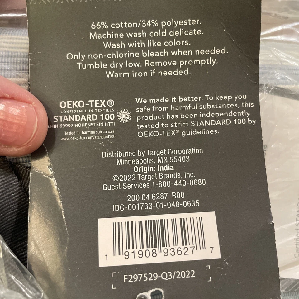 NEW Threshold Table Runner 14 X 72" Blue White Gingham Check Plaid Stripe - Image 3 of 3