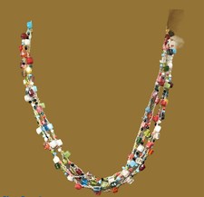 Multi Strand Necklace Glass Beads Beautiful Colors
