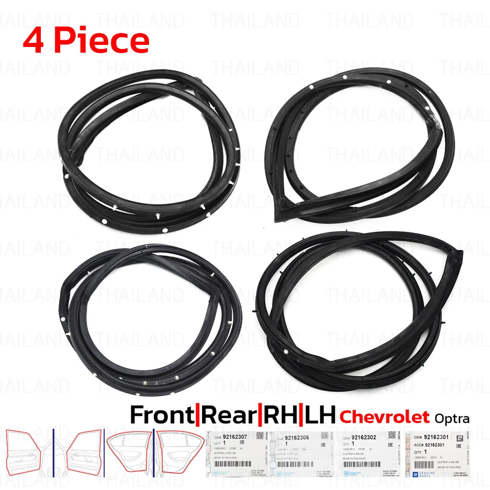 For Chevrolet Optra Sedan 2008 - '13 Rear Lh + Rh Door Rubber Seal Weatherstrip — 第 3/4 张图片