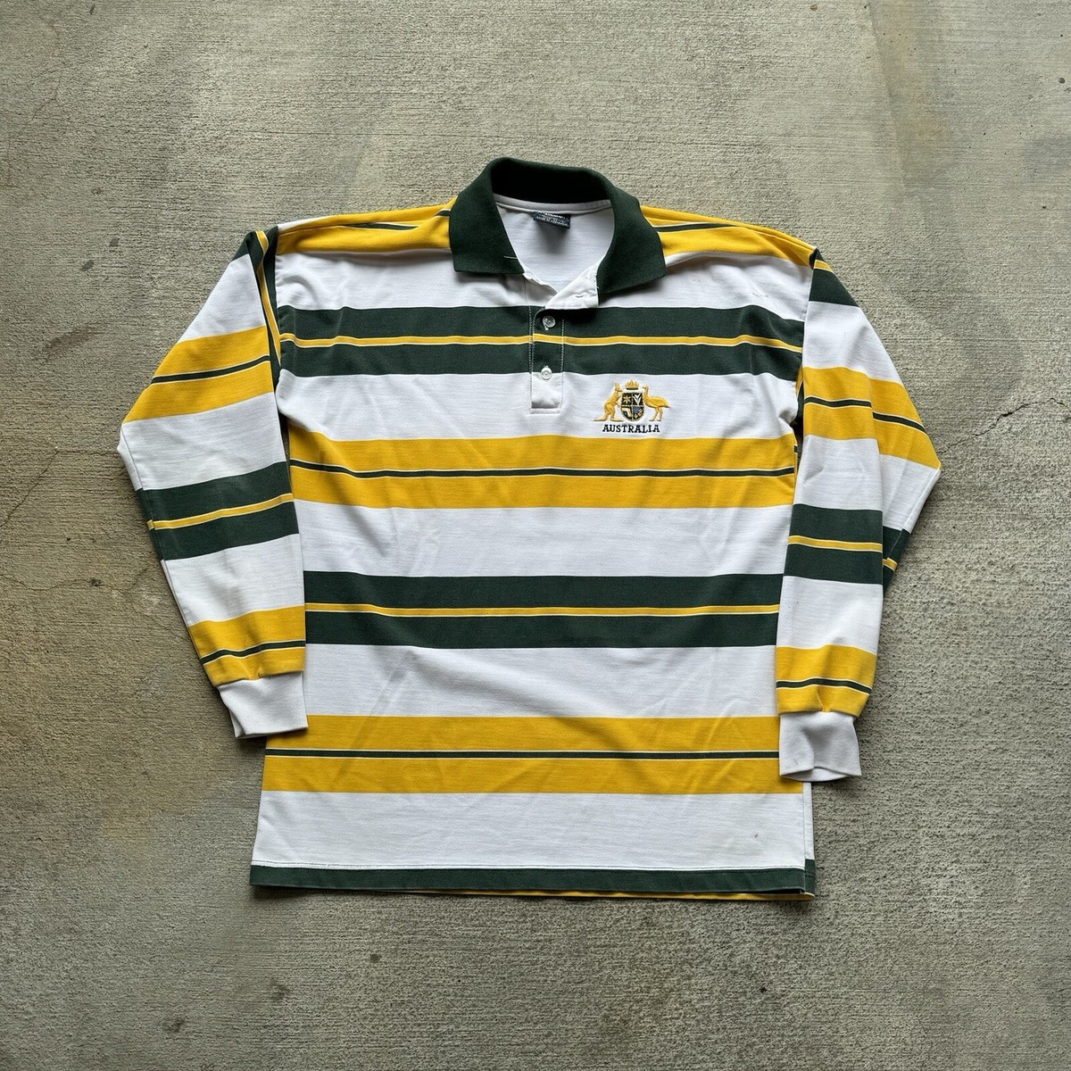 【WHO.A.U】Steve Rugby MTM Vintage Australian Grown Men M Rugby Polo Shirt Made In