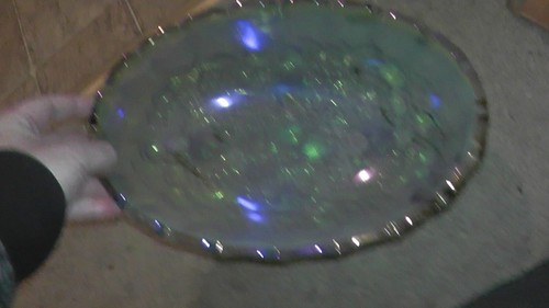 vintage large heavy colorful glass bowl green dish - Picture 2 of 5