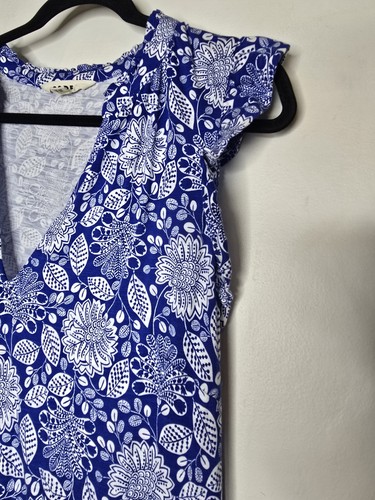 Boden abito blu bianco 16 18 R maglia floreale a strati - Foto 2 di 7