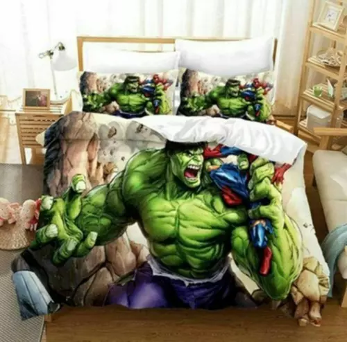 Marvels The Avengers Hulk Kids Quilt Duvet Cover Bedding Set Single Double Size/ - Picture 22 of 54