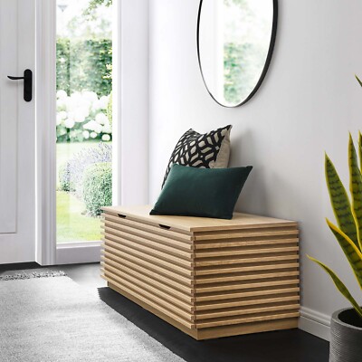 Modway Render 47'' Wood Grain Storage Bench in Oak