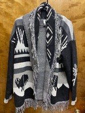 Women "elan" Black And White Drapy Open Sweater/jacket. Size Small. P.o.